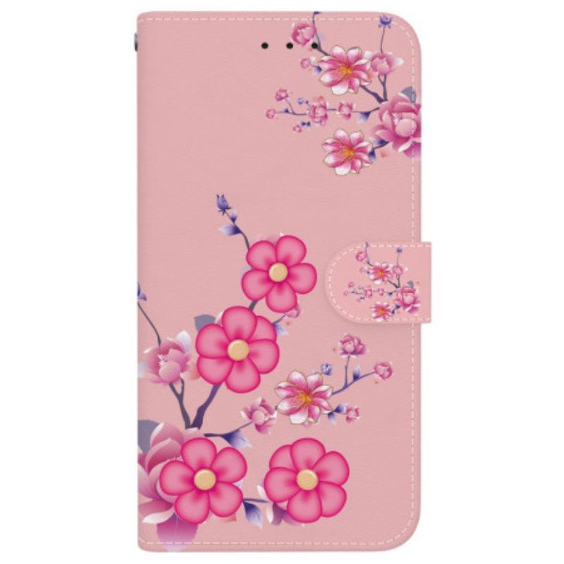 Housse Motorola Edge 50 Fusion Motif Sakura à Lanière