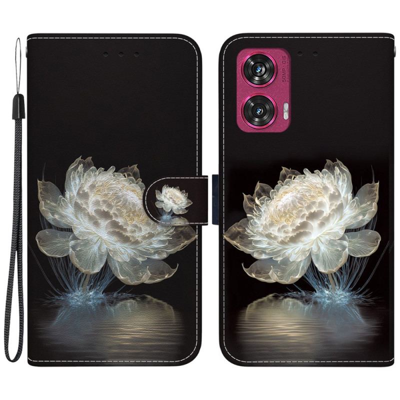Housse Motorola Edge 50 Fusion Pivoine Cristal à Lanière
