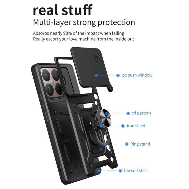 Coque Xiaomi 15T Pro Couvercle Coulissant pour Caméra et Support