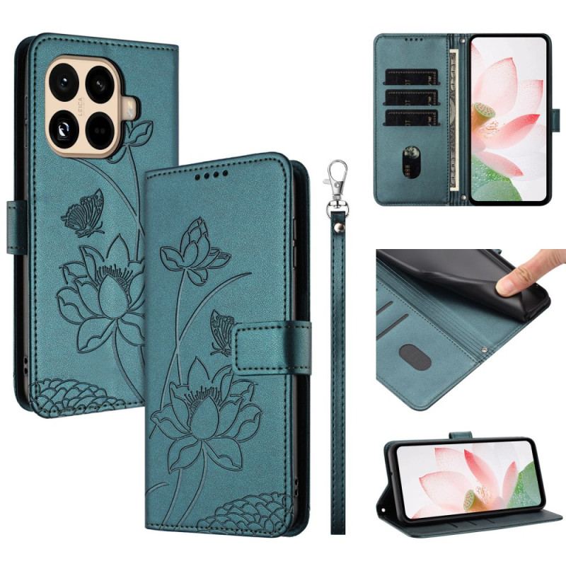 Housse Xiaomi 15T Pro Empreinte Florale avec Lanière