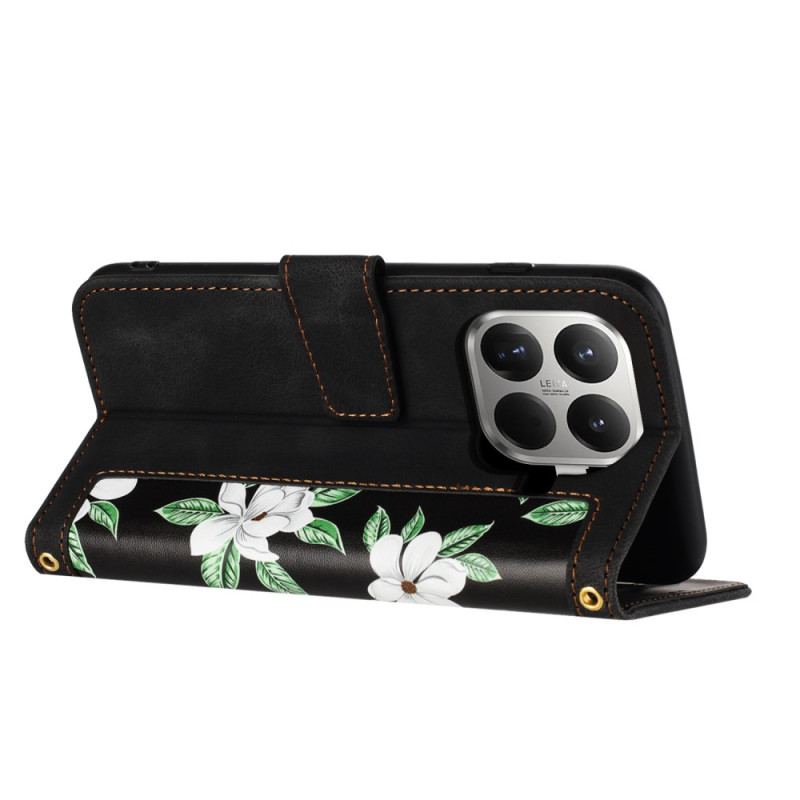 Housse Xiaomi 15T Pro Motif Floral avec Lanière