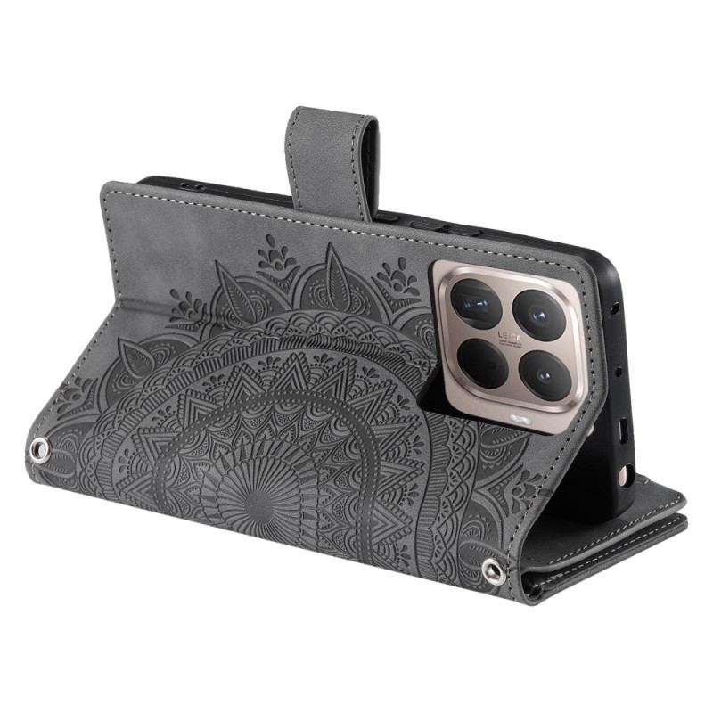 Housse Xiaomi 15T Pro Portefeuille Effet Daim Mandala