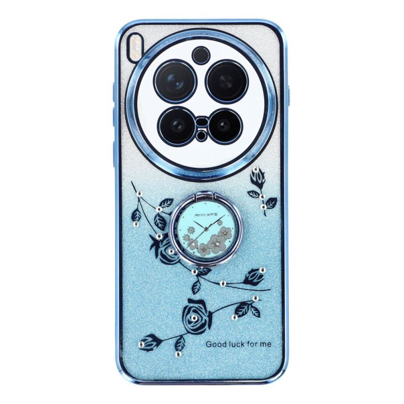 Coque Vivo X300 Pro Anneau-Support Fleurs et Strass
