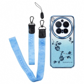 Coque Vivo X300 Pro Fleurs et Strass à Lanières