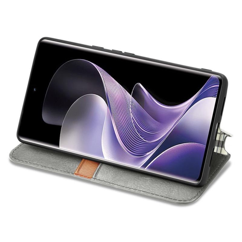 Flip Cover Vivo V40 5G Effet Daim Motif Losanges