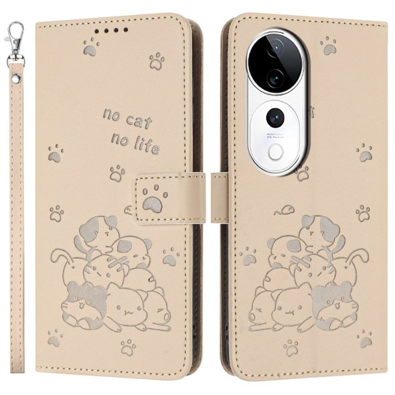 Housse Vivo V40 5G Motif Chats à Lanière