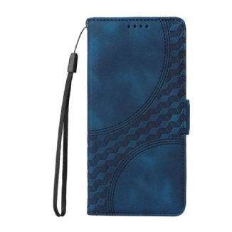Housse Oppo Reno 12F 5G Motif Cubes à Lanière