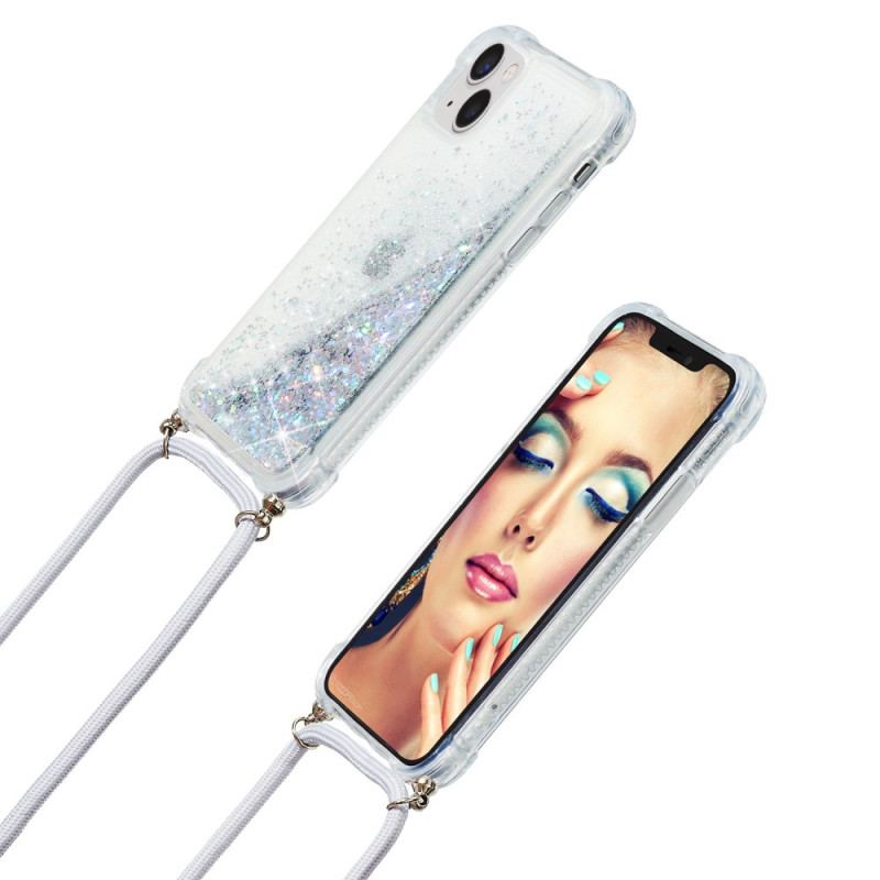 Coque iPhone 15 Plus à Cordon Paillettes
