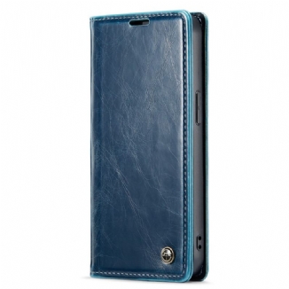 Flip Cover iPhone 15 Plus Simili Cuir Ciré CASEME