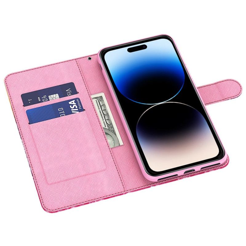 Housse iPhone 15 Plus Sous l'Arbre Rouge 3D à Lanière