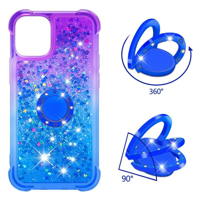 Coque iPhone 13 Pro Max Paillettes Anneau-Support