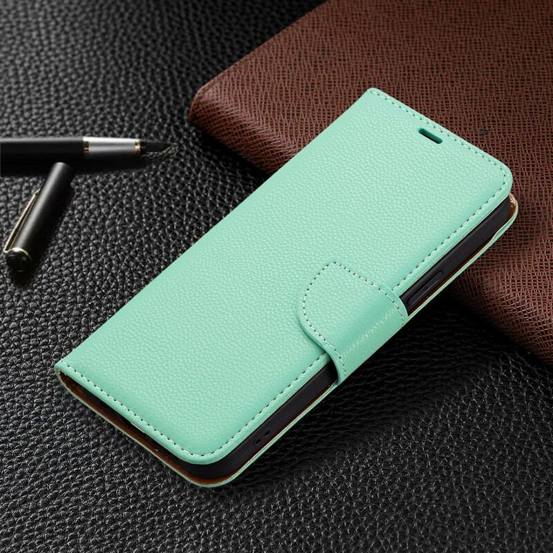 Housse iPhone 13 Pro Max Effet Cuir Litchi Coloré à Lanière
