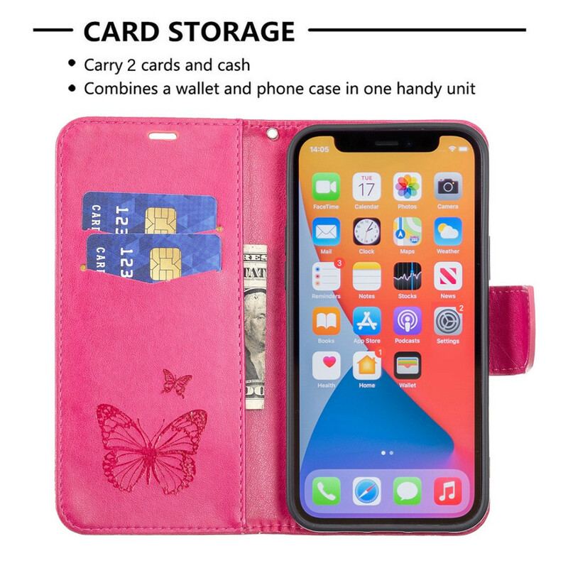 Housse iPhone 13 Pro Max Papillons et Rabat Oblique
