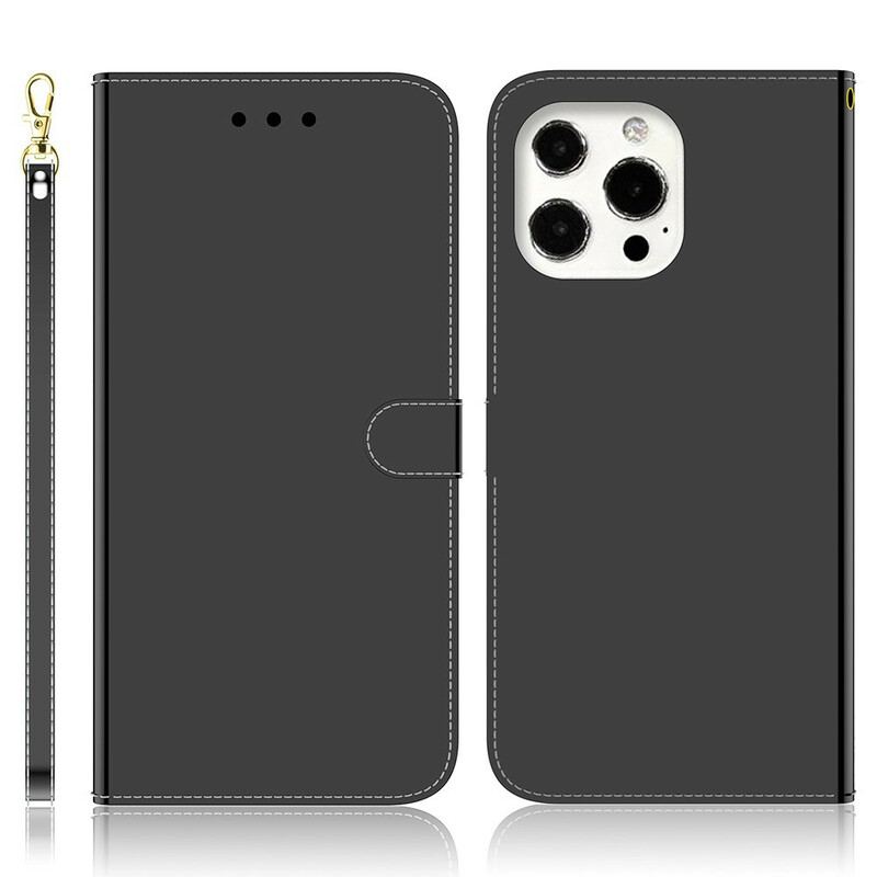 Housse iPhone 13 Pro Max Simili Cuir Couverture Miroir