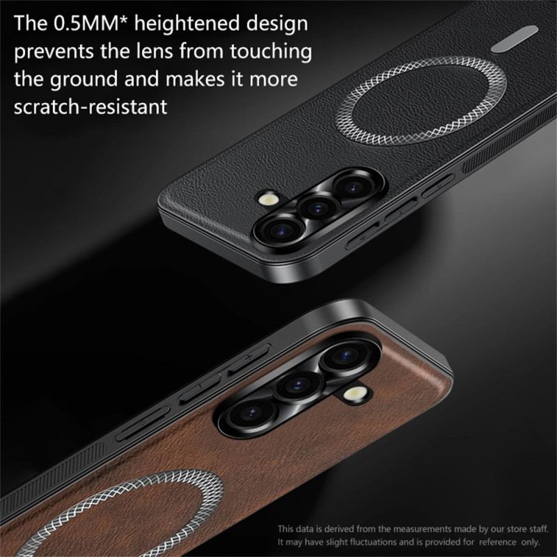 Coque Samsung Galaxy S26 Plus Effet Cuir et Cadre Métallique pour Objectif