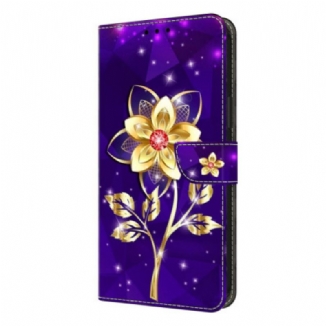 Housse Samsung Galaxy S26 Plus Fleurs Dorées sur Fond Violet