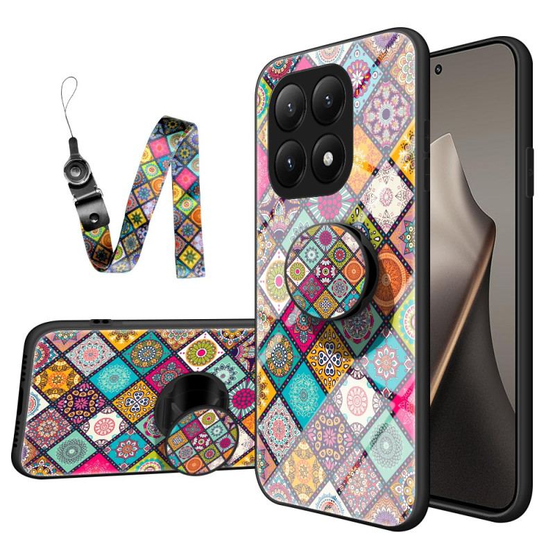 Coque Xiaomi 15T Support et Lanière Design Patchwork