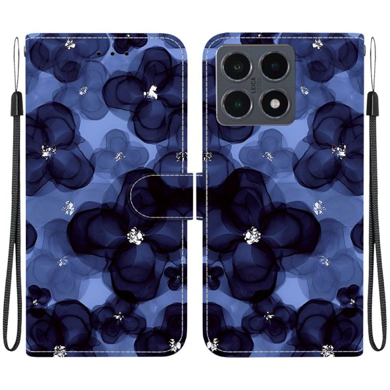 Housse Xiaomi 15T Fleurs Bleu Encre