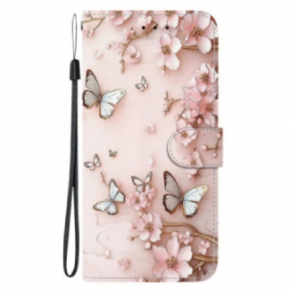 Housse Xiaomi 15T Papillons et Fleurs Or-Rose