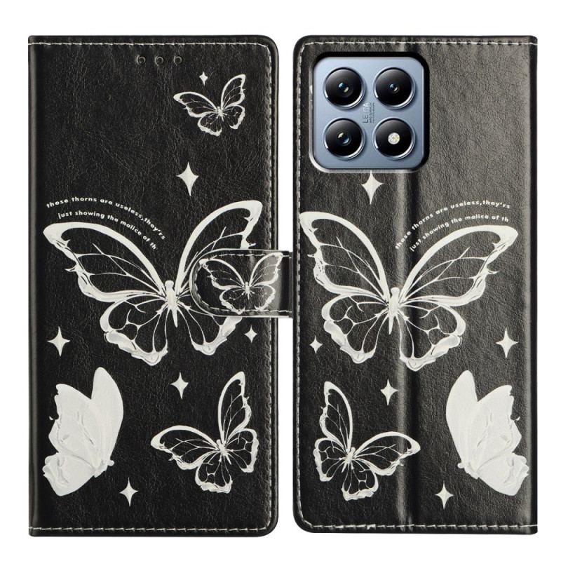 Housse Xiaomi 15T Papillons Noirs et Blancs