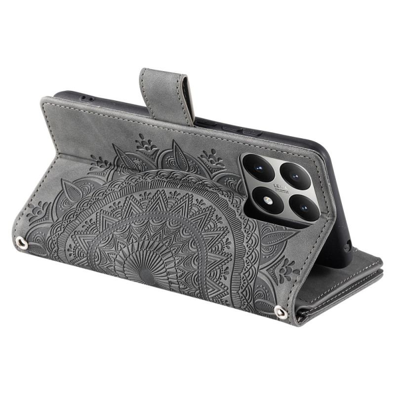 Housse Xiaomi 15T Portefeuille Effet Daim Mandala