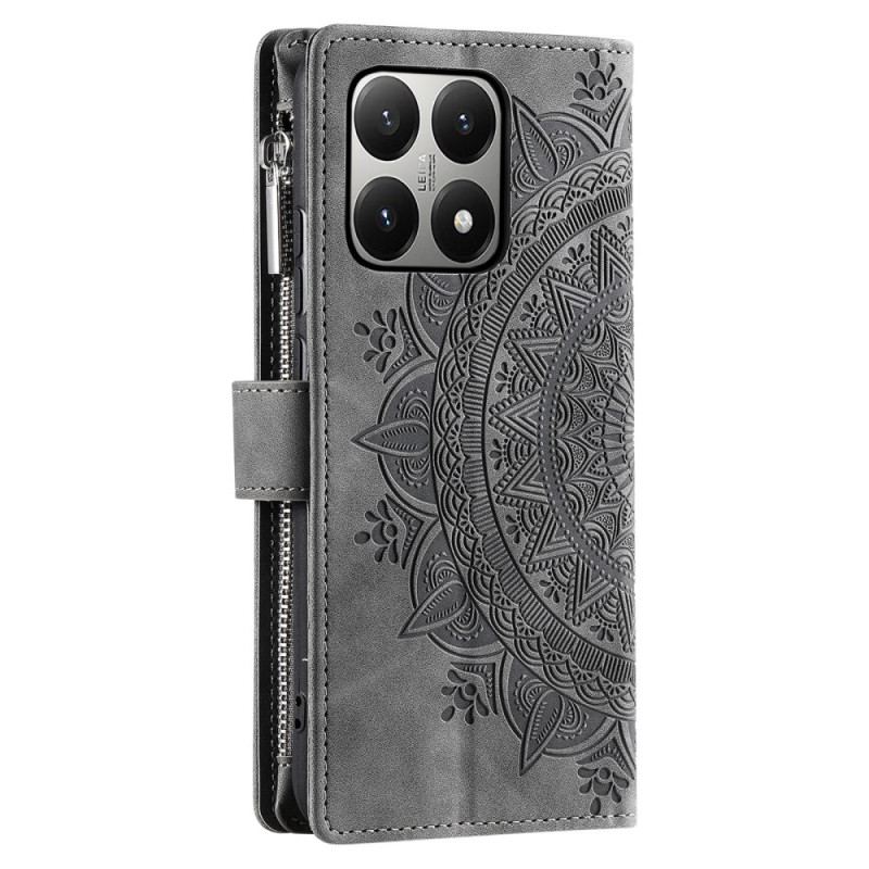 Housse Xiaomi 15T Portefeuille Effet Daim Mandala