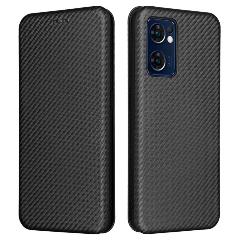 Flip Cover Oppo Find X5 Lite Texture Fibre Carbone