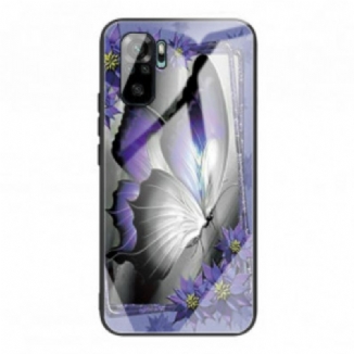 Coque Xiaomi Redmi Note 10/10S/Poco M5s Verre Trempé Papillon Violet