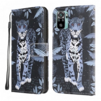 Housse Xiaomi Redmi Note 10/10S/ Poco M5s Léopard à Lanière
