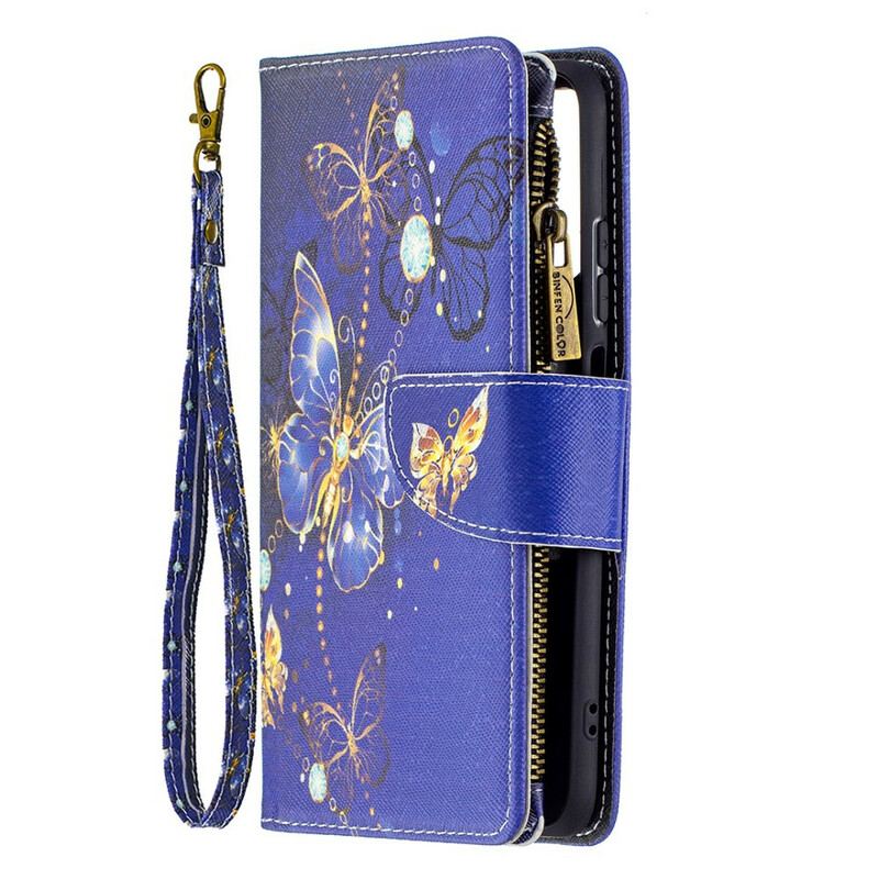 Housse Xiaomi Redmi Note 10/10S/Poco M5s Poche Zippée Papillons