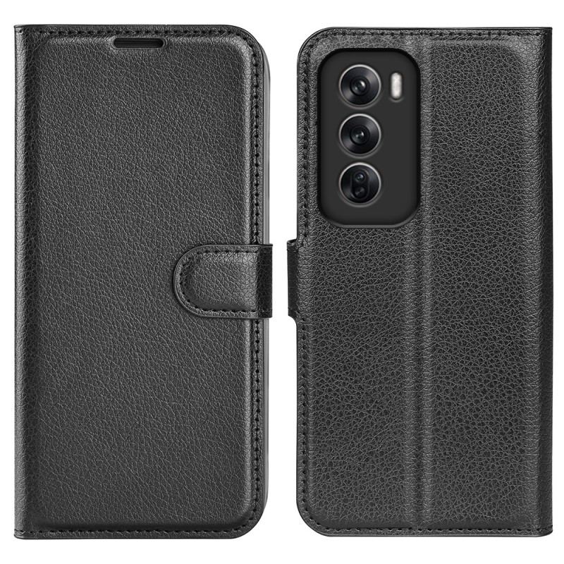 Housse Oppo Reno 12 Pro 5G Simili Cuir Litchi Classique