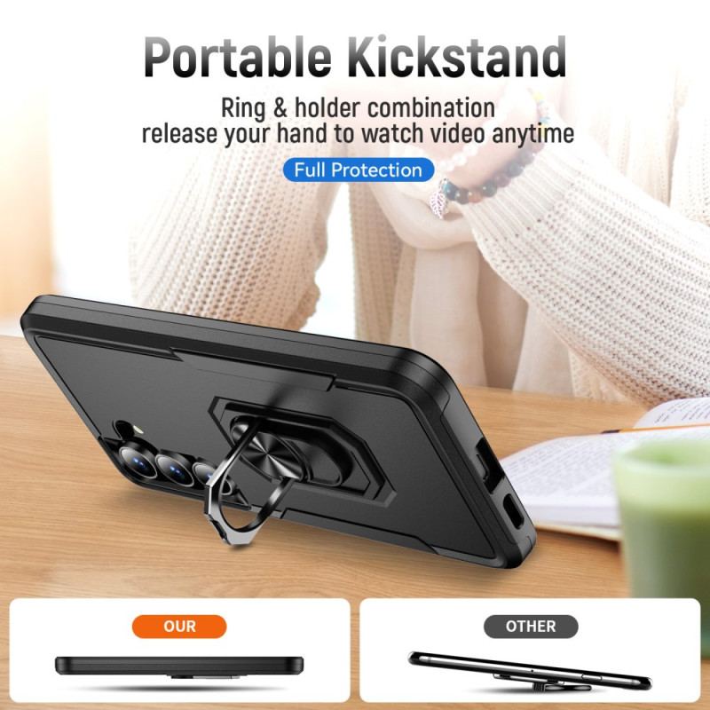 Coque Samsung Galaxy S25 FE Anneau-Support Effet Métal