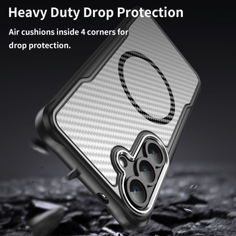 Coque Samsung Galaxy S25 FE Compatible MagSafe Texture Fibre Carbone