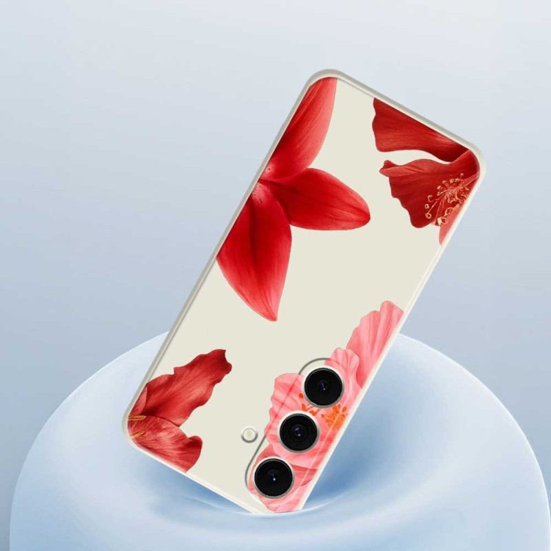 Coque Samsung Galaxy S25 FE Silicone Florale Rouge