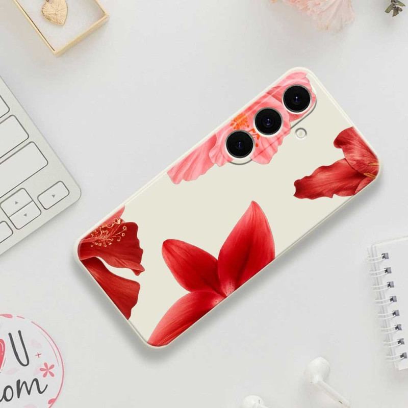 Coque Samsung Galaxy S25 FE Silicone Florale Rouge