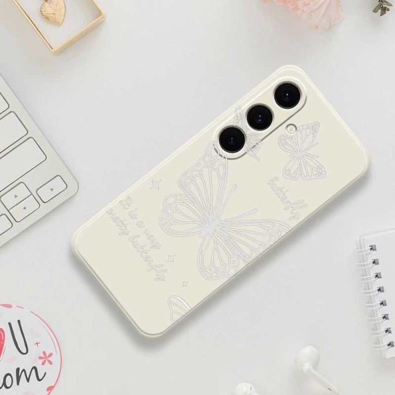 Coque Samsung Galaxy S25 FE Silicone Papillon Blanc