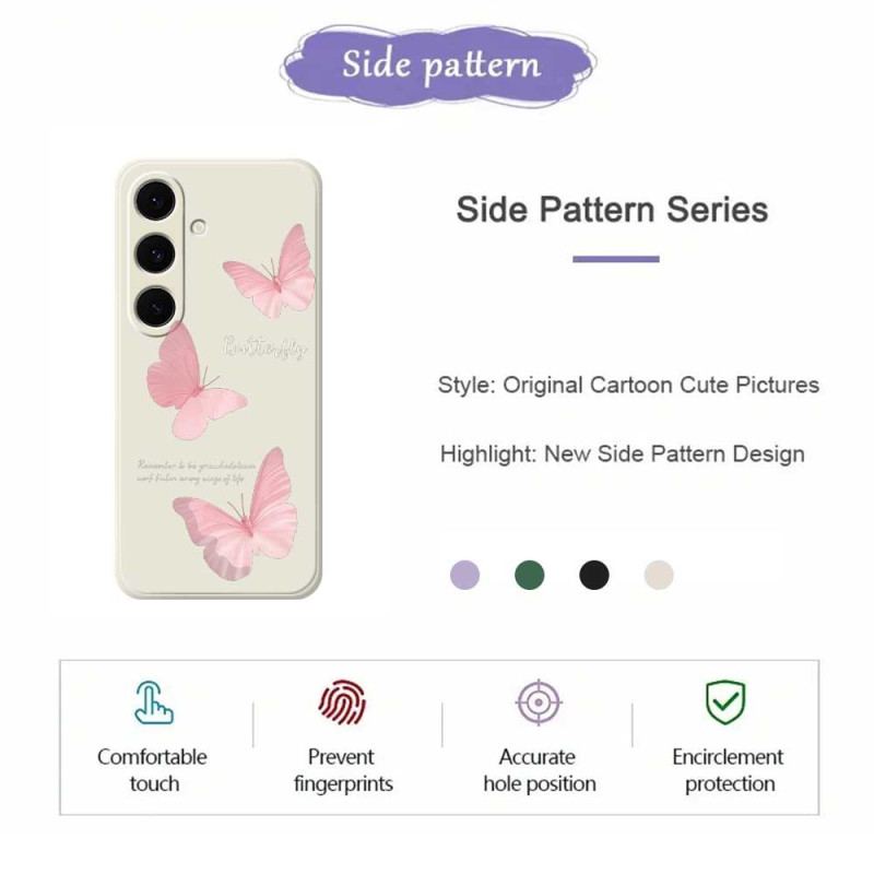 Coque Samsung Galaxy S25 FE Silicone Papillons Roses