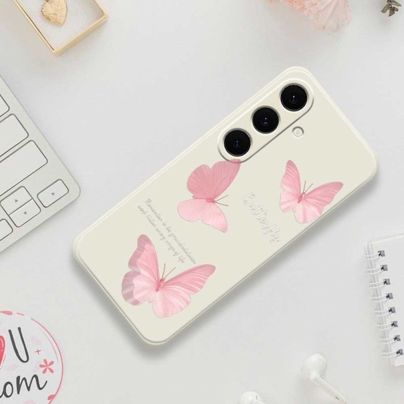 Coque Samsung Galaxy S25 FE Silicone Papillons Roses