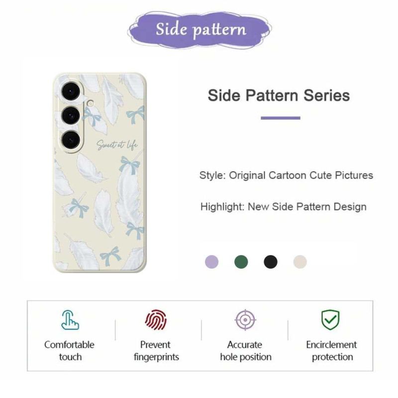 Coque Samsung Galaxy S25 FE Silicone Plumes Blanches