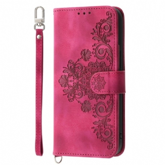 Housse Samsung Galaxy S25 FE Empreinte Dentelle avec Lanière et Bandoulière