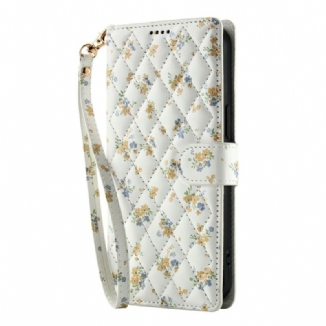 Housse Samsung Galaxy S25 FE Fleurettes à Lanière