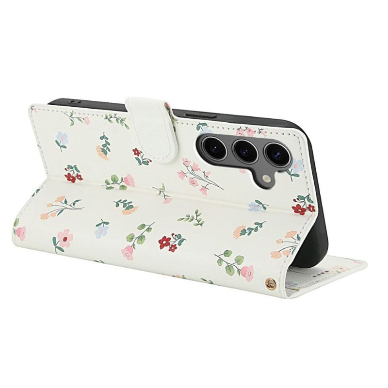 Housse Samsung Galaxy S25 FE Fleurettes à Lanière