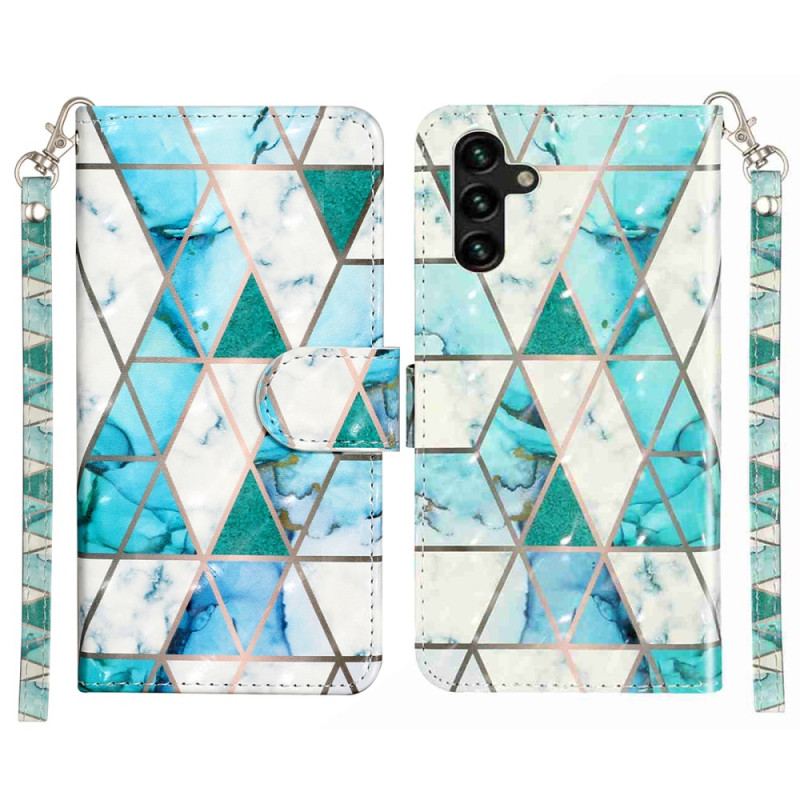 Housse Samsung Galaxy S25 FE Marbre Bleu à Lanière