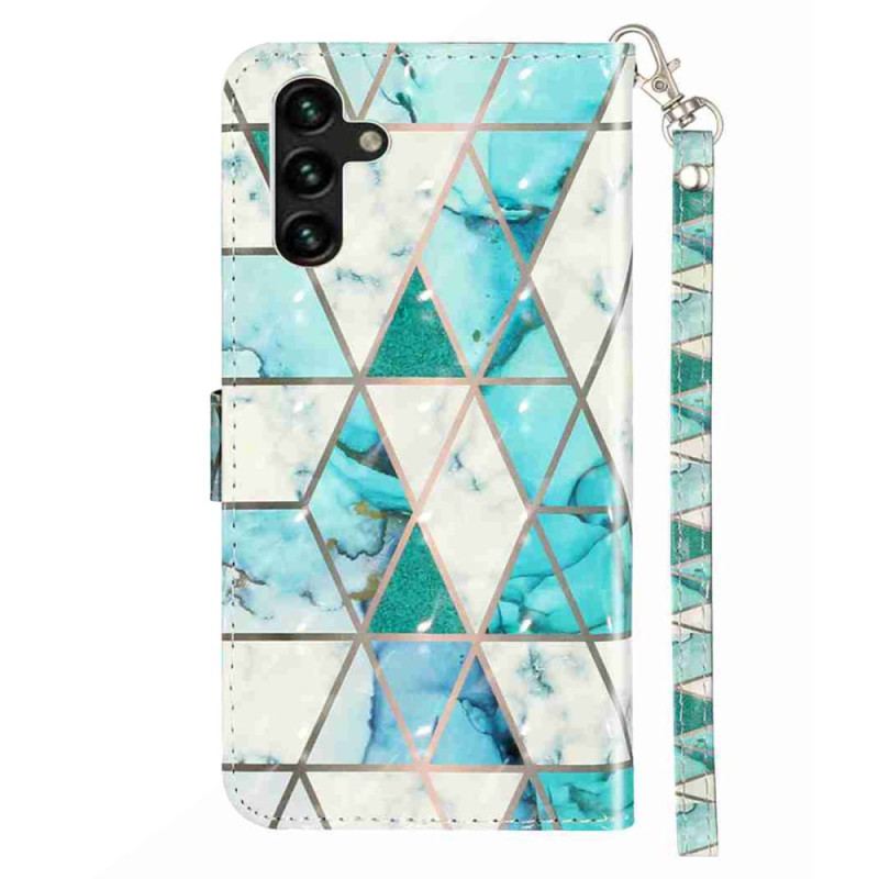 Housse Samsung Galaxy S25 FE Marbre Bleu à Lanière