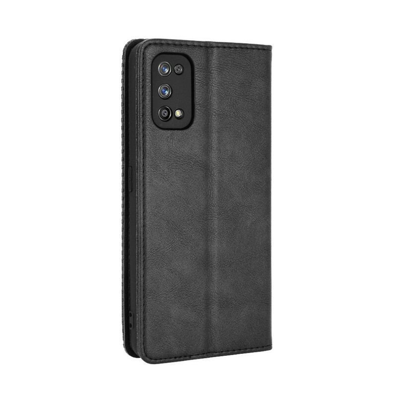 Flip Cover Realme 7 Pro Effet Cuir Vintage Stylisé