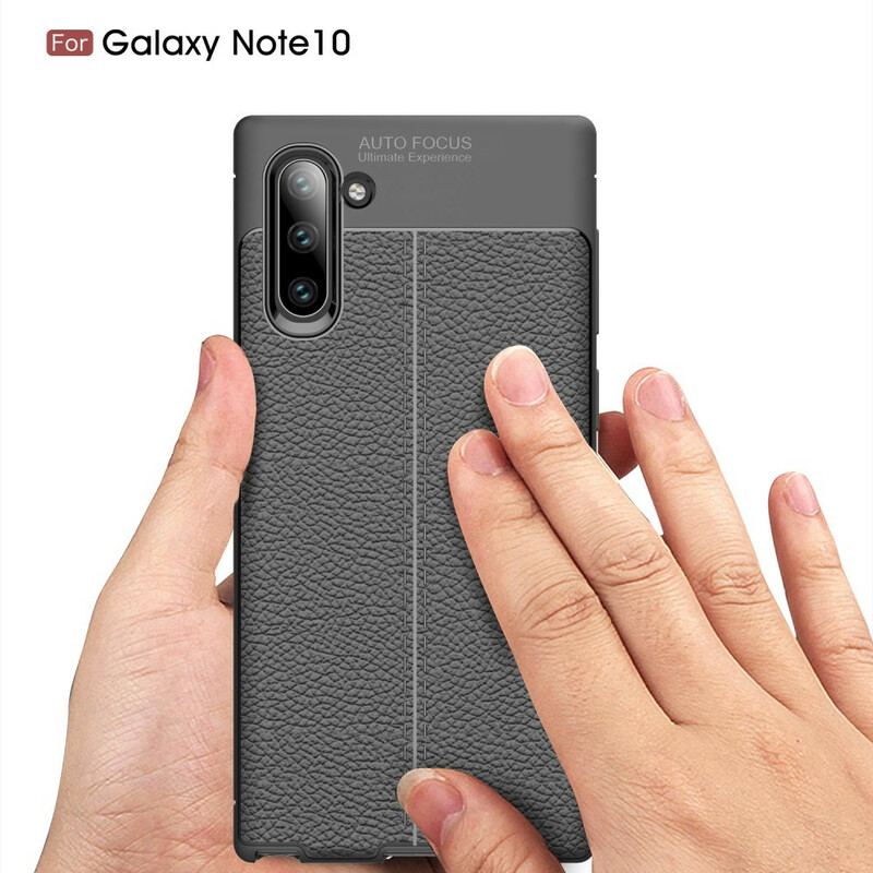 Coque Samsung Galaxy Note 10 Effet Cuir Litchi Double Line