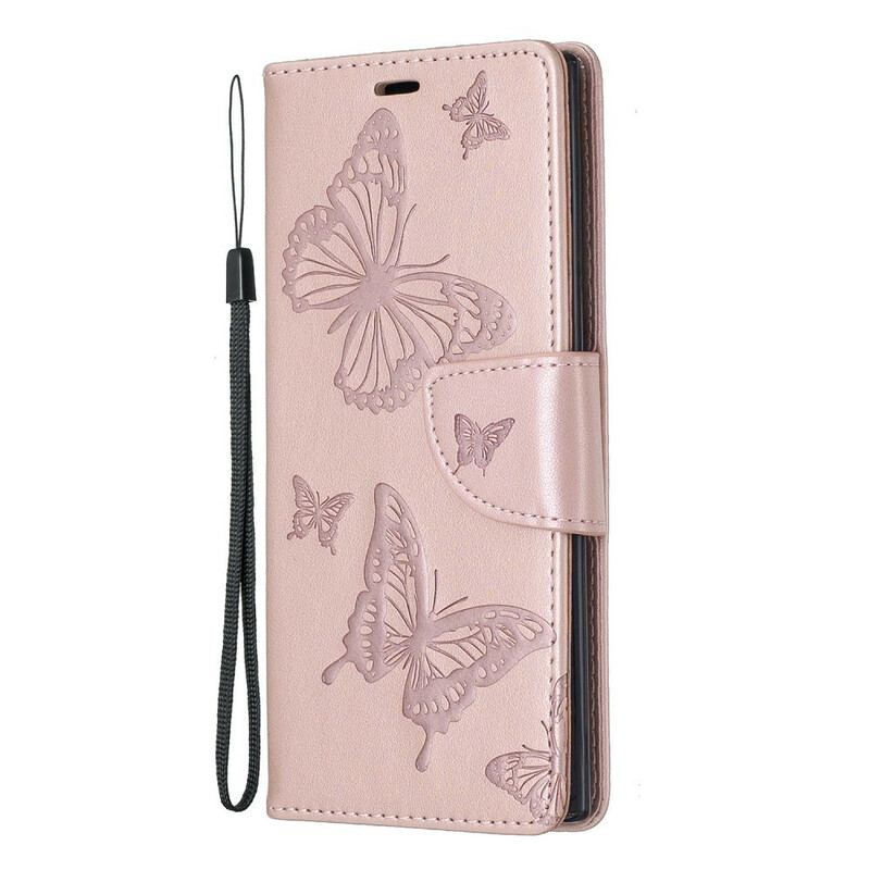 Housse Samsung Galaxy Note 10 Papillons et Rabat Oblique