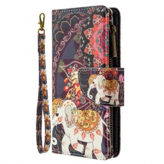 Housse Samsung Galaxy Note 10 Poche Zippée Éléphant