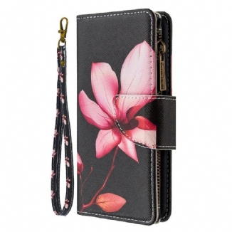 Housse Samsung Galaxy Note 10 Poche Zippée Fleur