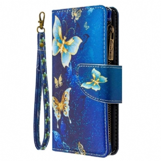 Housse Samsung Galaxy Note 10 Poche Zippée Papillons